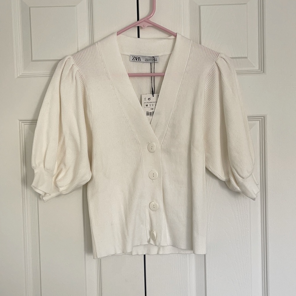 Zara puff sleeve cardigan